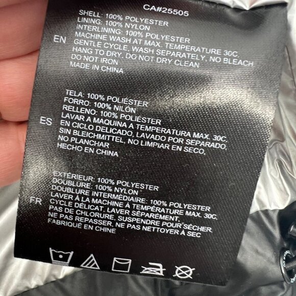 NOIZE Cruelty Free Bianca Puffer Jacket Black Vegan Silver Lined Size XL - Picture 11 of 13